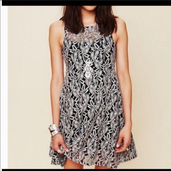 🍄 Free People Miles of Lace Tank Floral Summer Dress - Picture 1 of 12